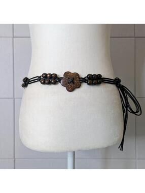 Vintage y2k beaded coconut wraparound tie belt